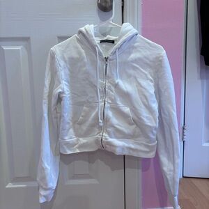 Brandy Melville White Zip Up Hoodie